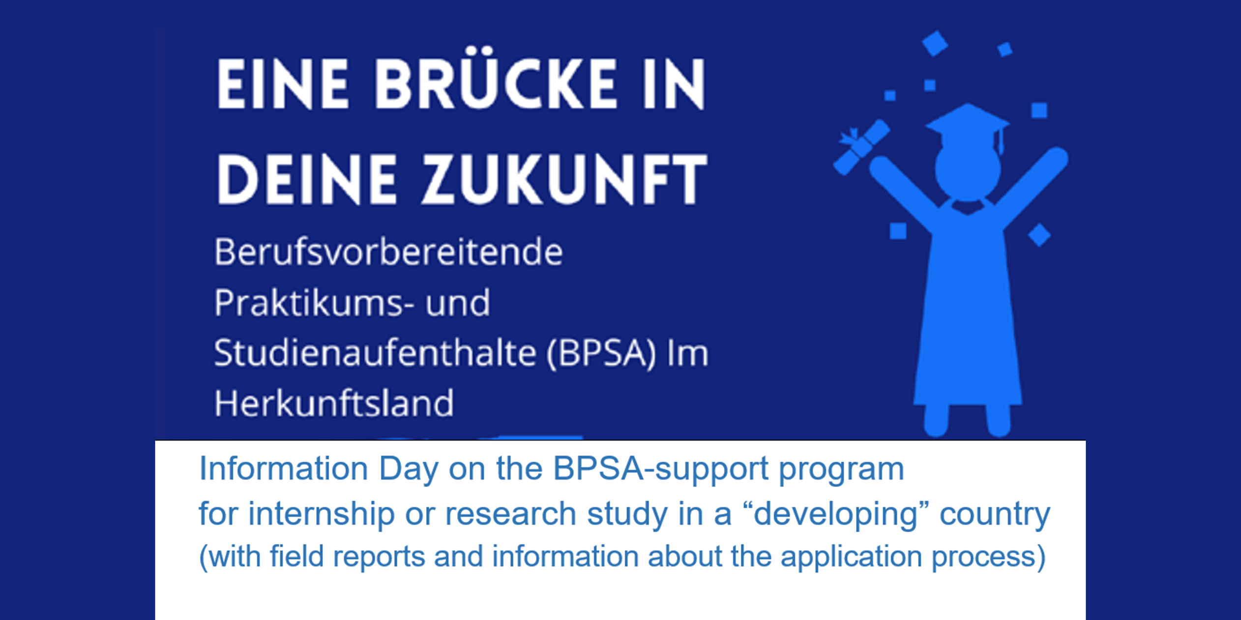 Illustration mit Text: Eine Brücke in Deine Zukunft