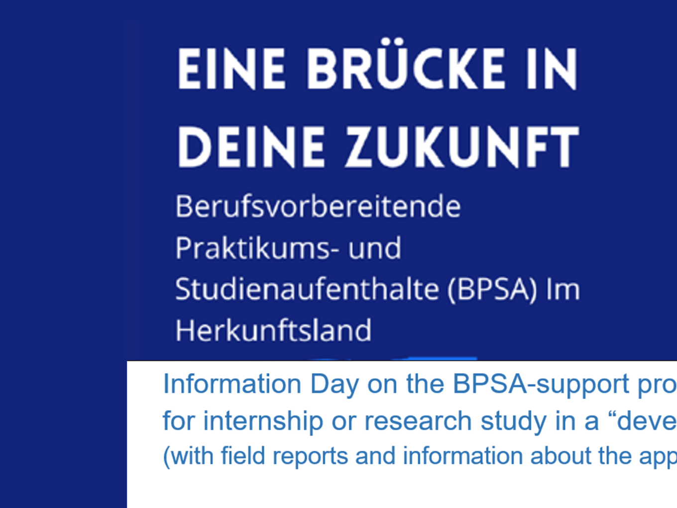 Illustration mit Text: Eine Brücke in Deine Zukunft