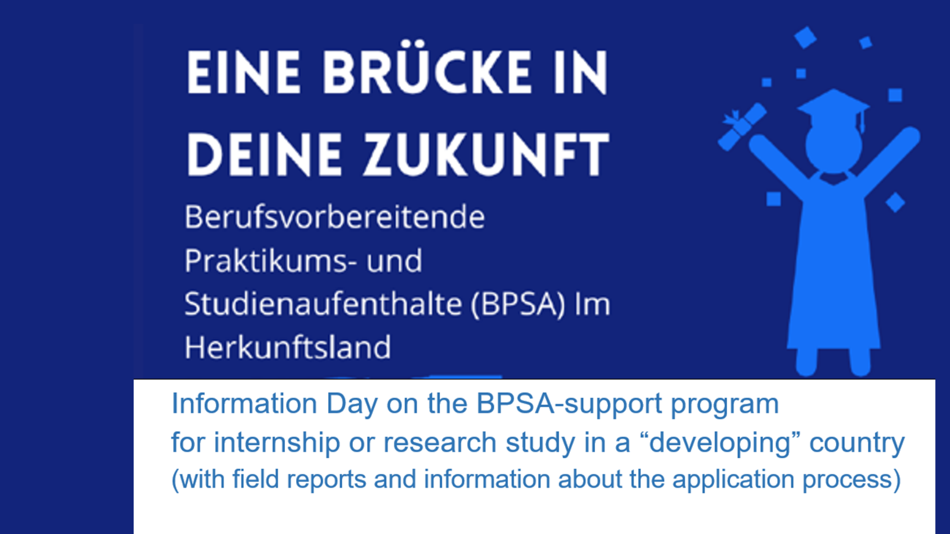 Illustration mit Text: Eine Brücke in Deine Zukunft