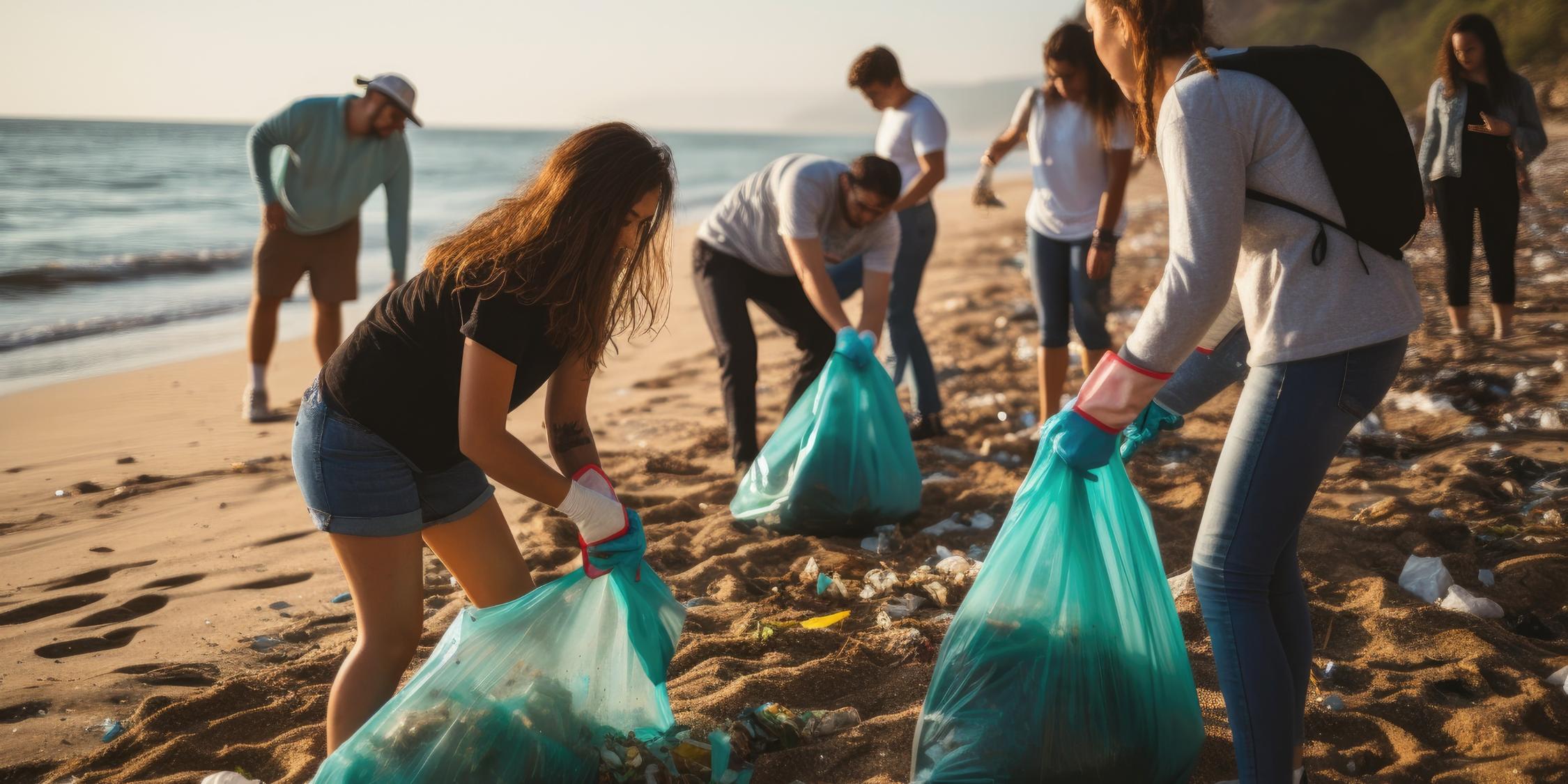 Jugendliche Müllsammler am Strand