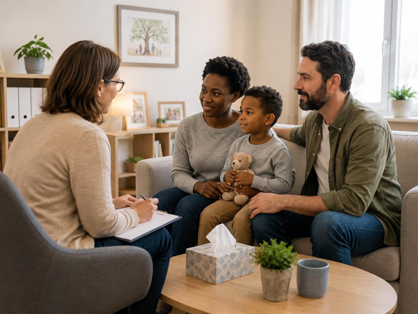 Ein Familie lässt sich beraten