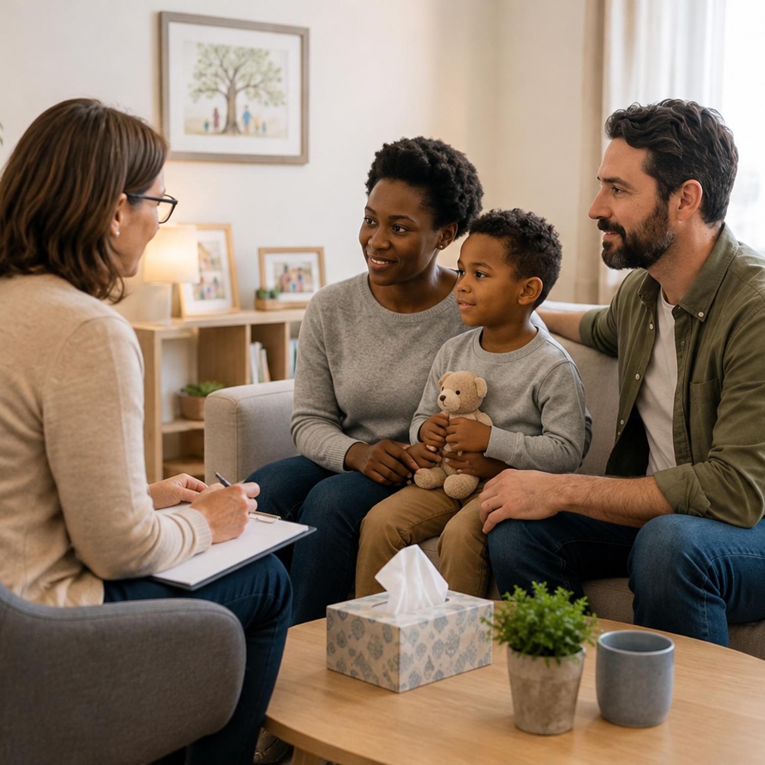 Ein Familie lässt sich beraten
