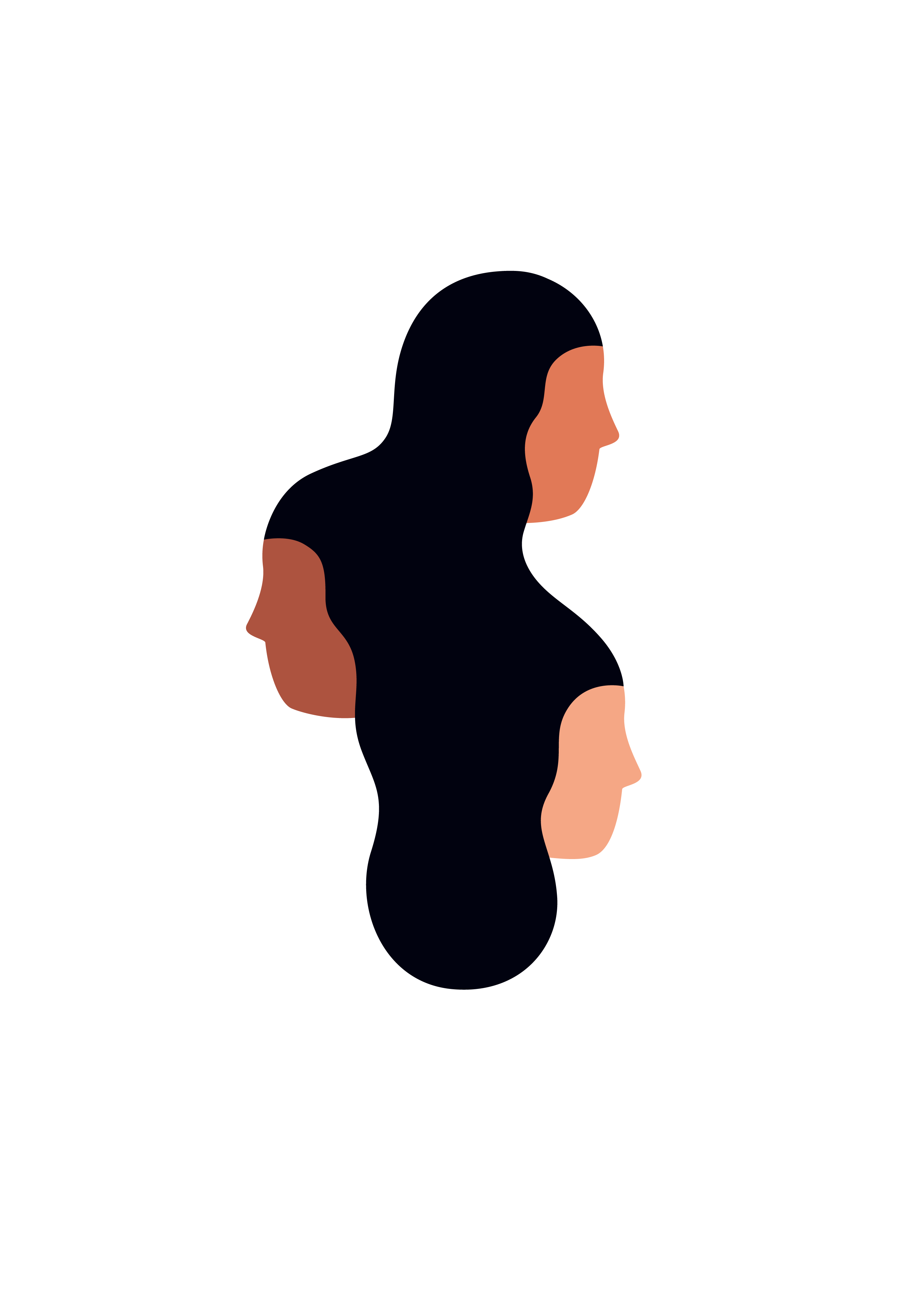 Illustration: drei Frauenköpfe sind übereinander abgebildet. Sie gehen ineinander über