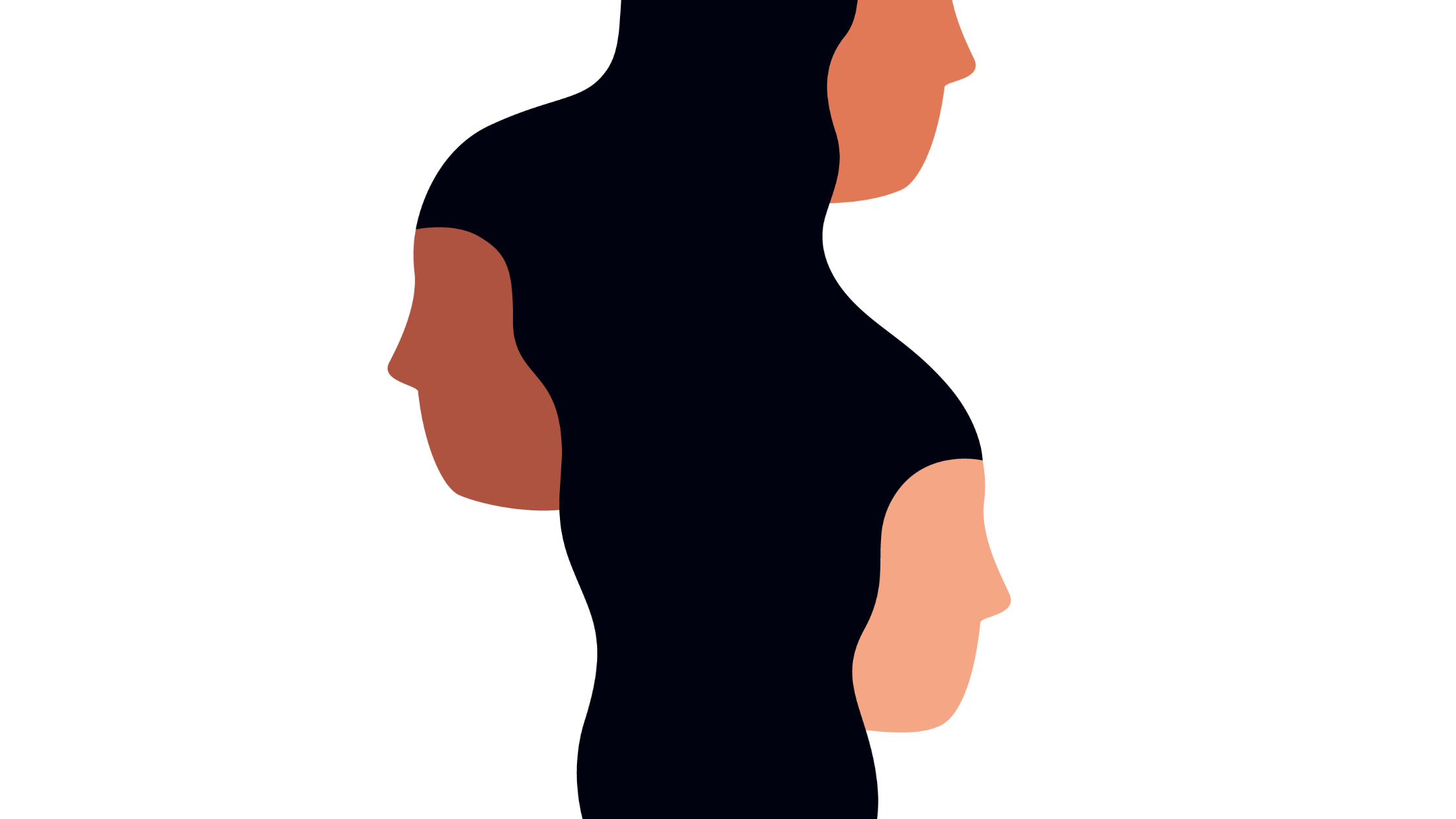 Illustration: drei Frauenköpfe sind übereinander abgebildet. Sie gehen ineinander über
