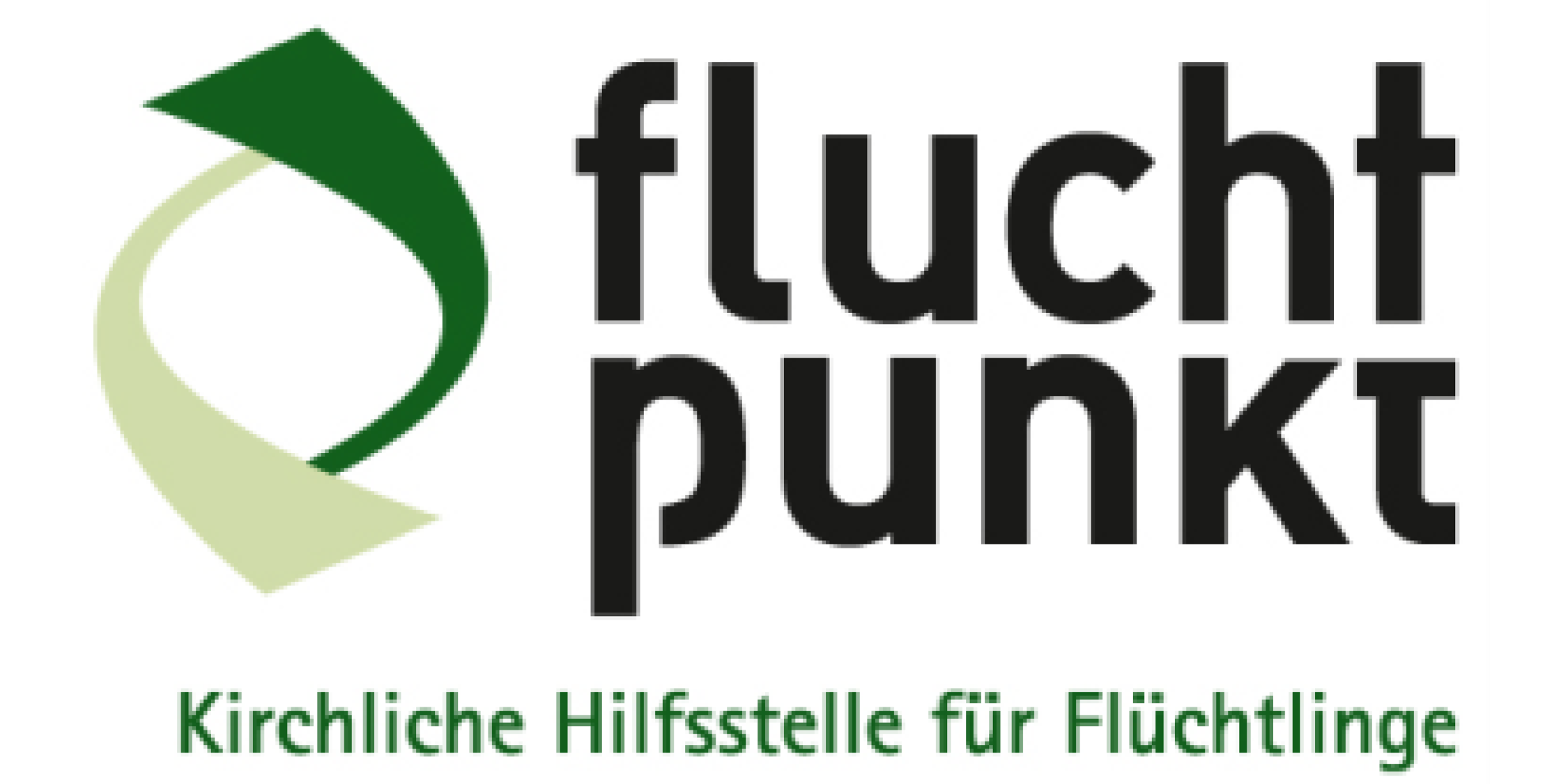 Das Logo von 'Fluchtpunkt' mit Claim 'Kirchliche Hilfsstelle für Flüchtlinge'.