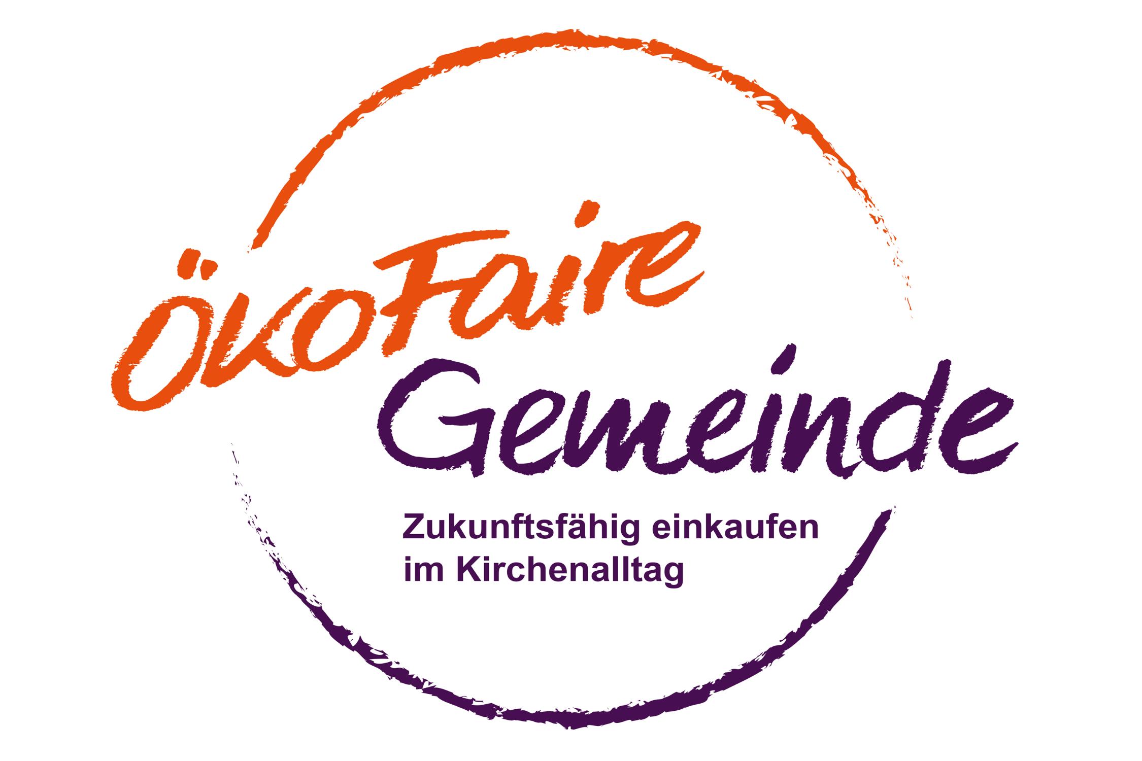 Logo Ökofaire Gemeinde mit Claim 'Zukunftsfähig einkaufen im Kirchenalltag'.