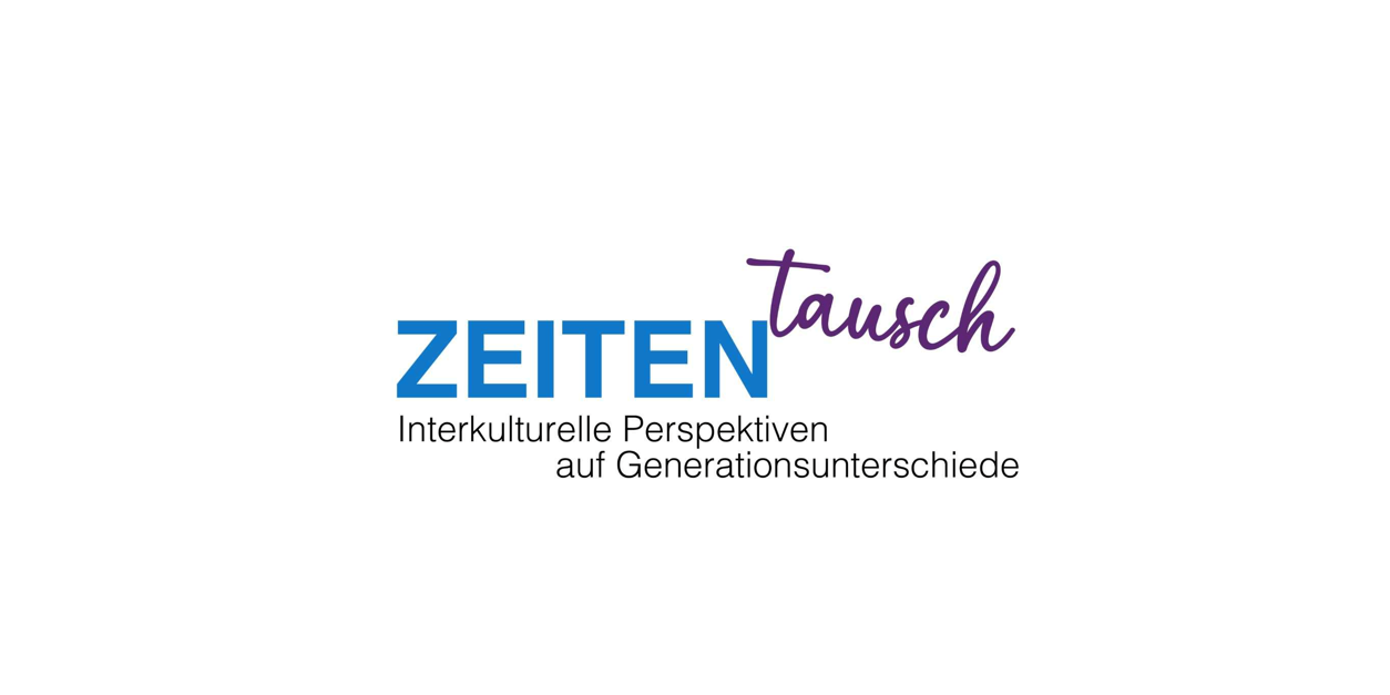 Das Logo von Zeitentausch mit Claim 'Interkulturelle Perspektiven auf Generationsunterscheide'.