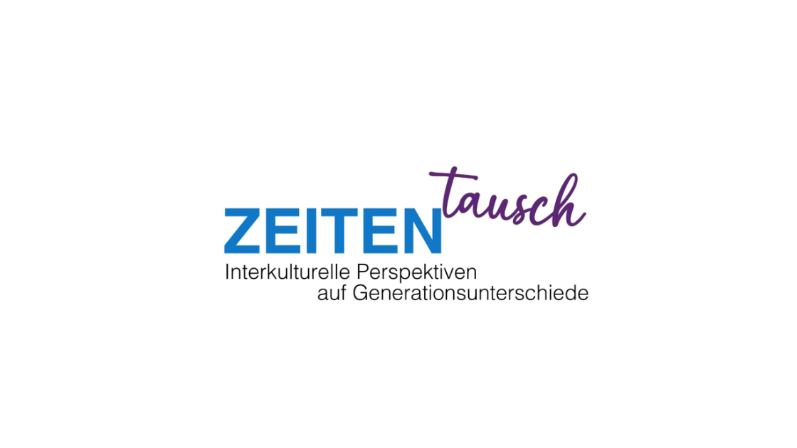 Das Logo von Zeitentausch mit Claim 'Interkulturelle Perspektiven auf Generationsunterscheide'.