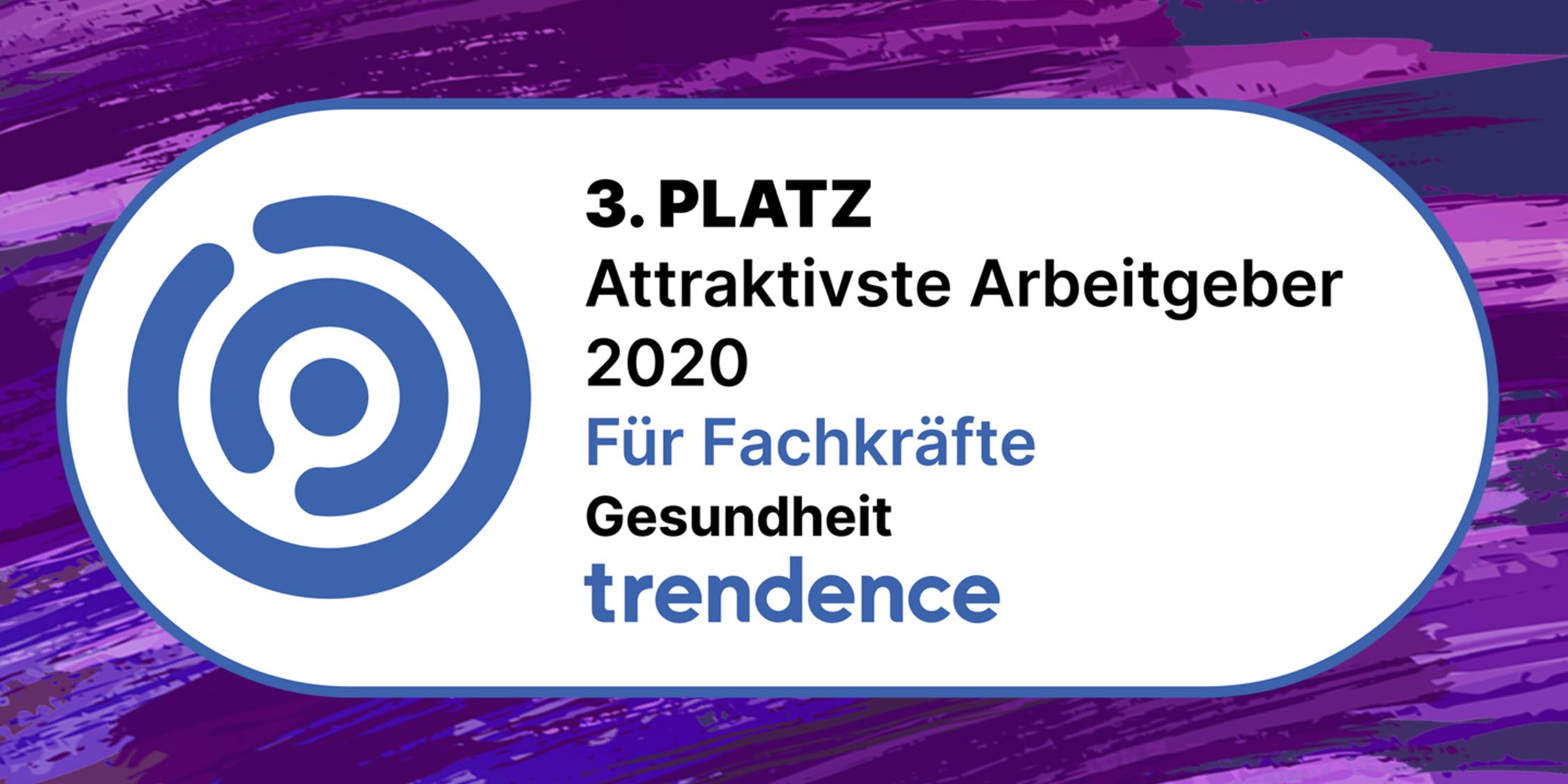 Schriftliche Auszeichnung zum 3. Platz der Attraktivsten Arbeitgeber 2020 für Fachkräfte Gesundheit von Trendence.