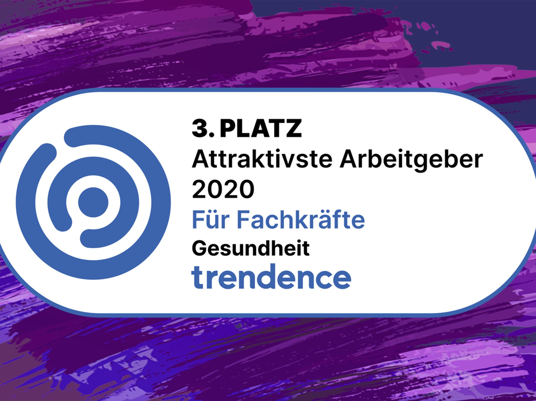 Schriftliche Auszeichnung zum 3. Platz der Attraktivsten Arbeitgeber 2020 für Fachkräfte Gesundheit von Trendence.