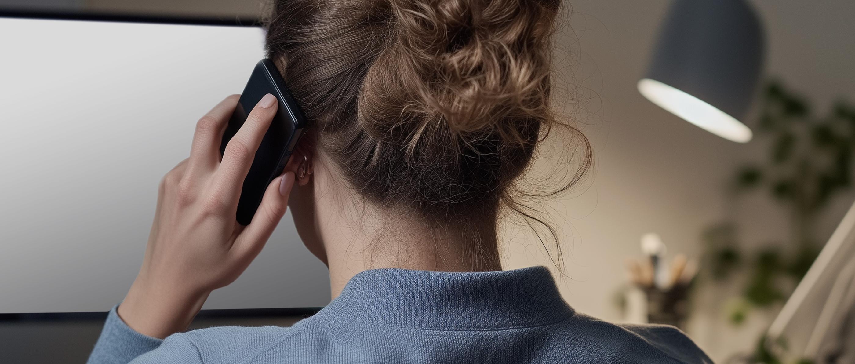 Eine Frau telefoniert.