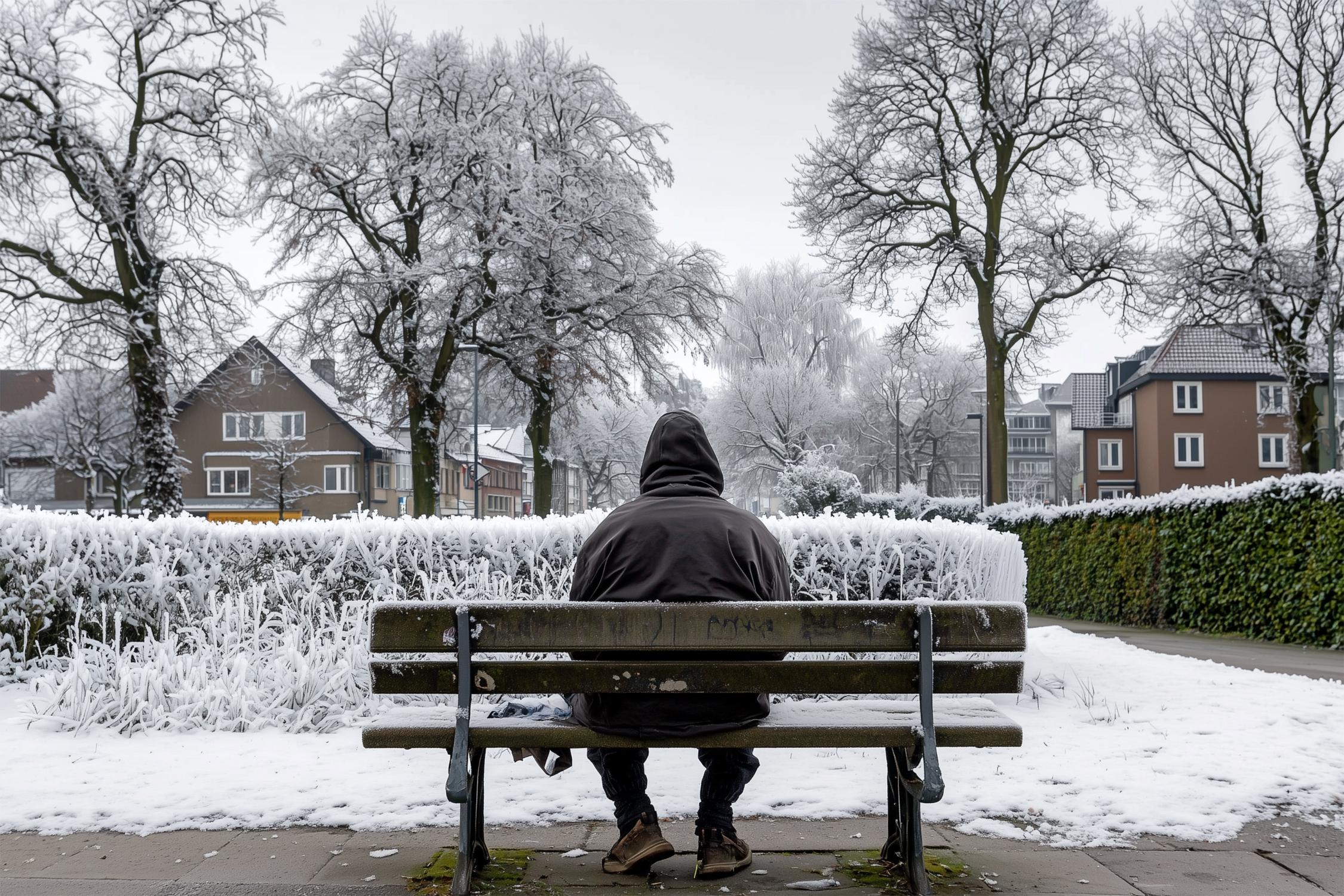 Obdachloser im Schnee Diakonie Hamburg