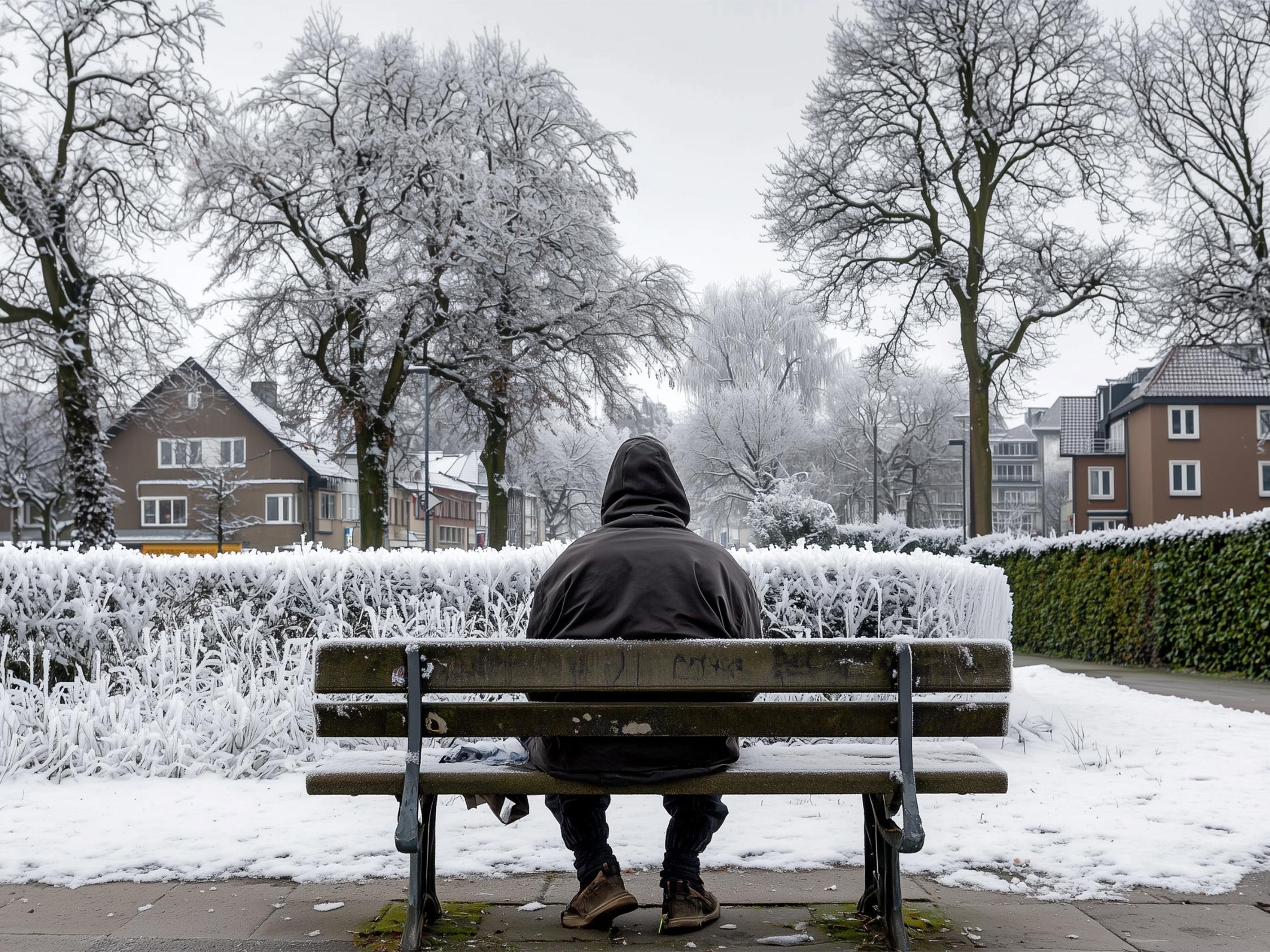 Obdachloser im Schnee Diakonie Hamburg